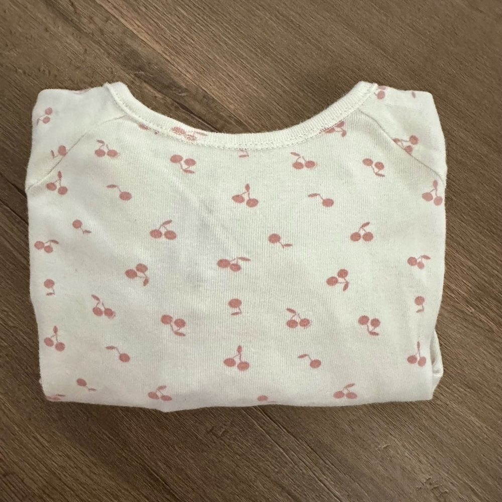 Bonpoint White Footie with Pink Cherry Print